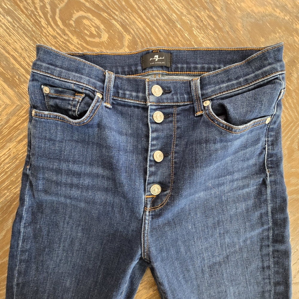 7 For All Mankind Button Fly Skinny Jeans | Premium Denim, Size ~28 - Picture 3 of 11